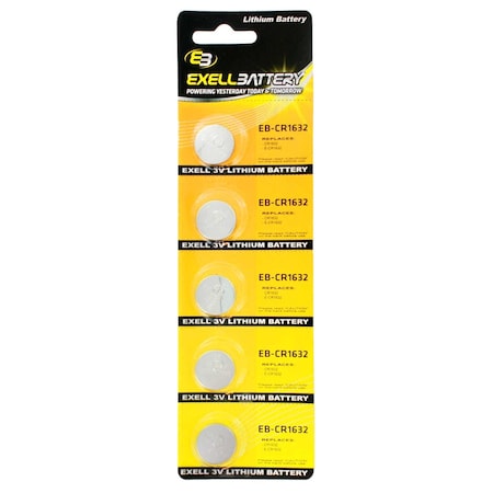 Exell Battery 5pack Exell 3V Lithium Coin Cell Battery Replaces DL1632 EB-CR1632